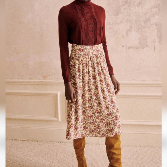 Sezane Maria Pink Floral Skirt - Picture 3 of 11